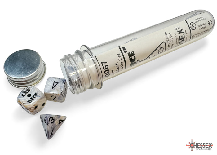 Marble Calcite/black Polyhedral 7-Dice Set (with bonus die)