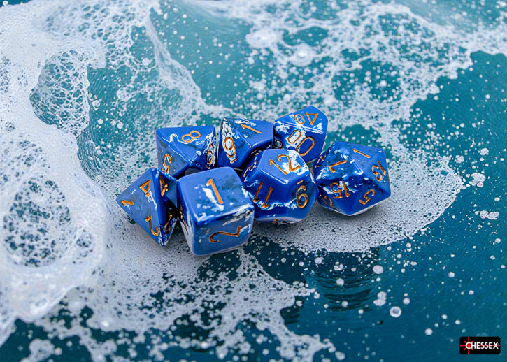 Brush Wavebreak/Gold Polyhedral 7-Die Set