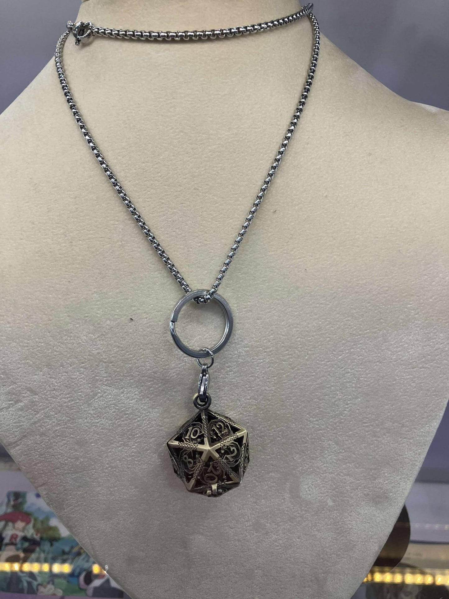 Hollow D20 Dice Cage with Mini Metal Dice Set