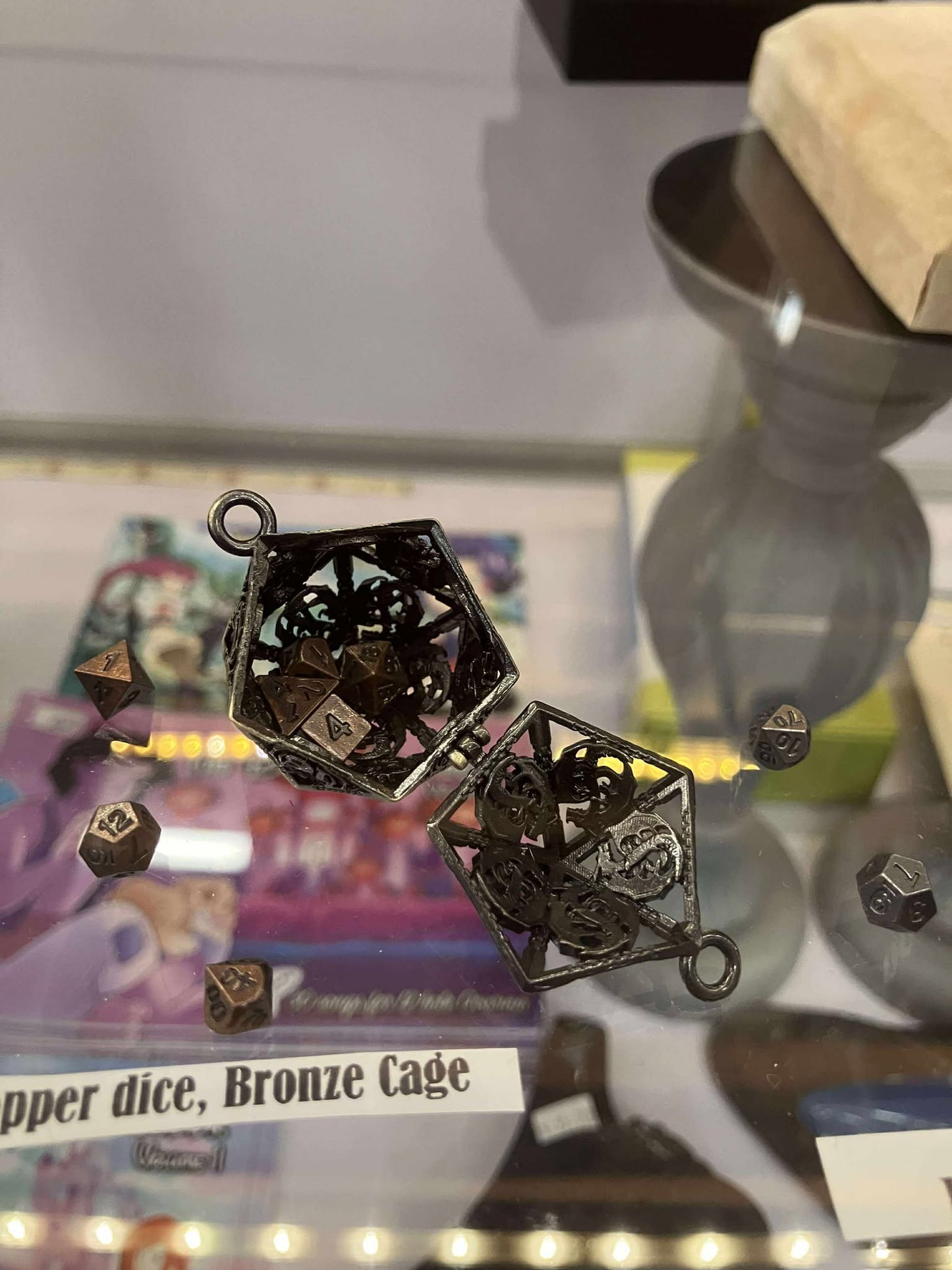 Hollow D20 Dice Cage with Mini Metal Dice Set