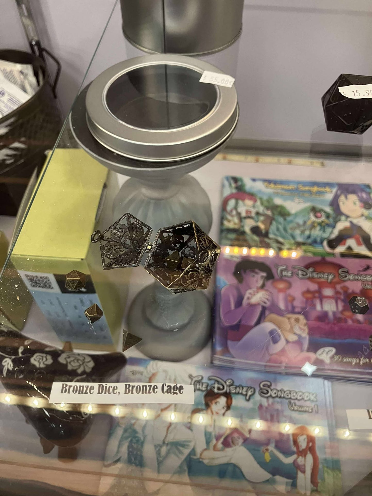 Hollow D20 Dice Cage with Mini Metal Dice Set