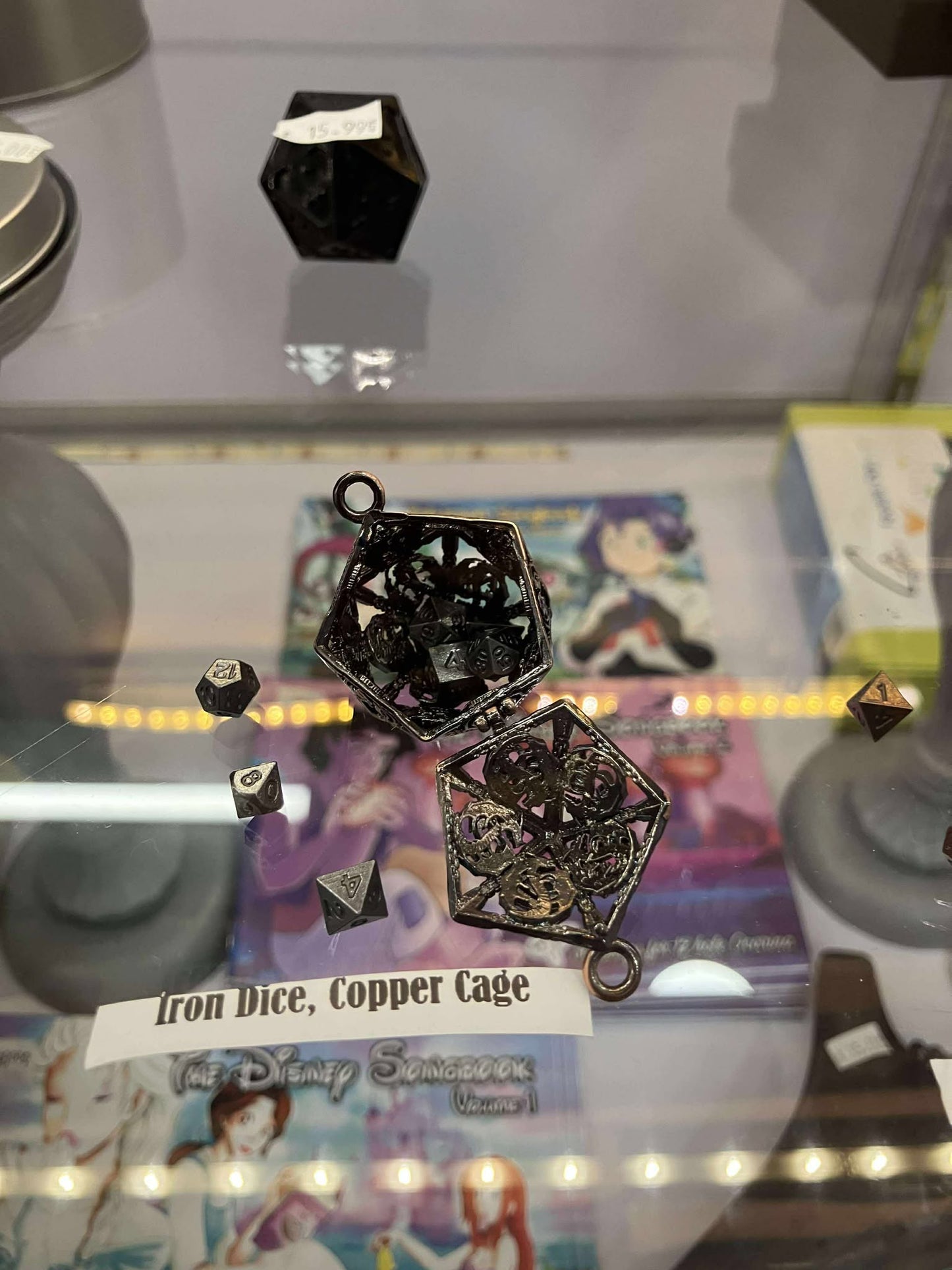 Hollow D20 Dice Cage with Mini Metal Dice Set