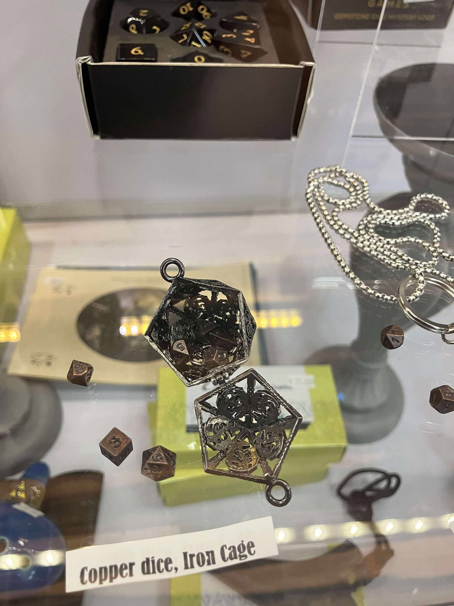 Hollow D20 Dice Cage with Mini Metal Dice Set