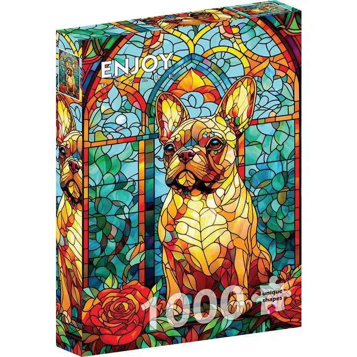 French Bulldog Stained Glass 1000-Piece Enjoy Puzzle