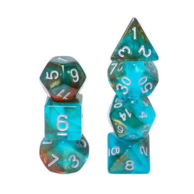Glow In The Dark Blue Nebula Dice Set