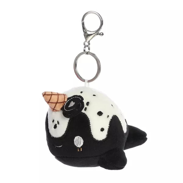 Aurora Mini Cookies & Cream Nomwhal Clip-On Tasty Peach Enchanting Stuffed Animal Black 4.5"