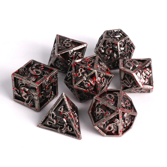 7pc Gravehold w/ Bloodspatter Metal Dice