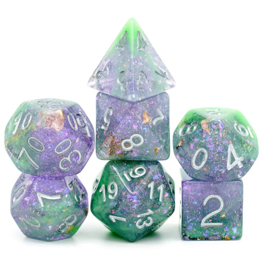 Purple & Green Seabed Treasure Dice Set