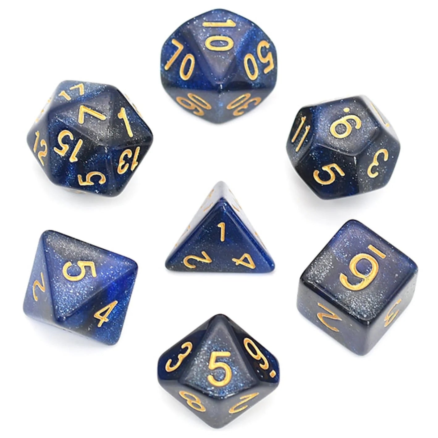 Black & Blue Galaxy Dice Set