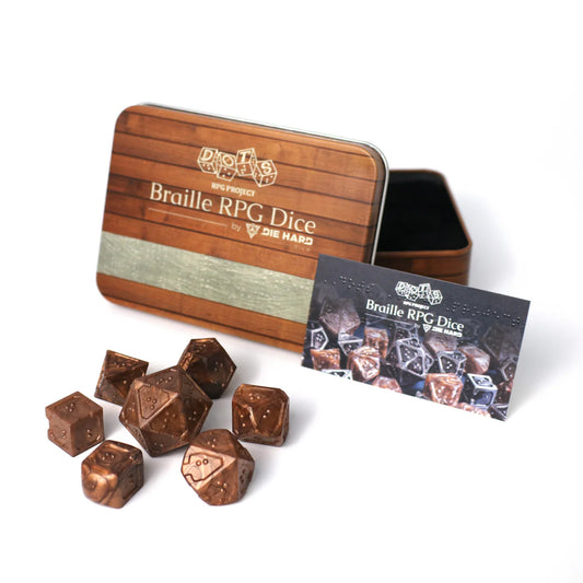 7pc DOTS Braille Acrylic Molten Bronze Dice