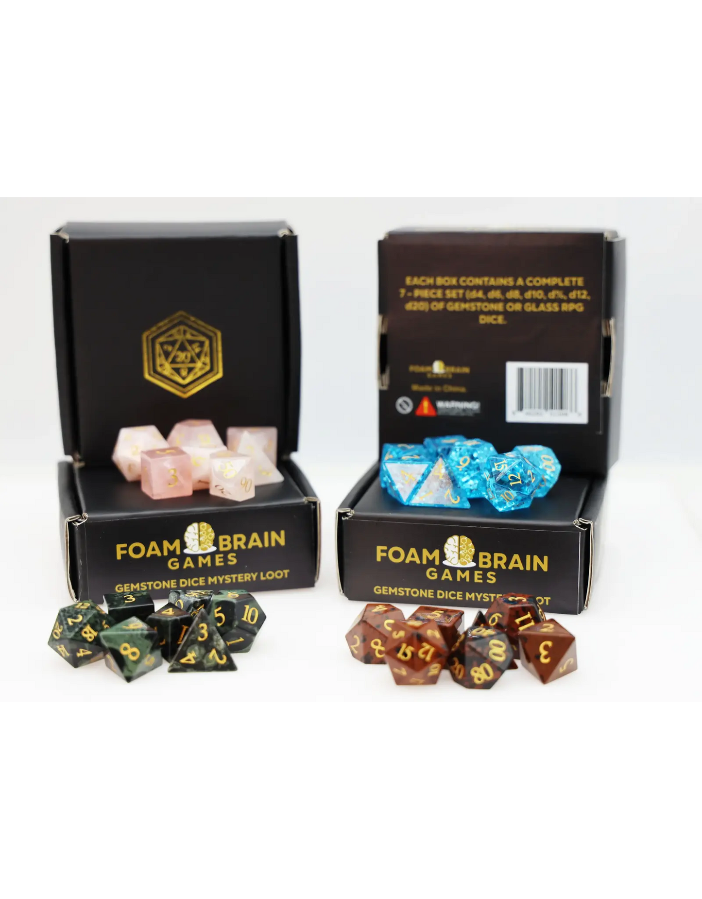 7 Piece RPG Set Foam Brain Games Gemstone Dice Mystery Loot