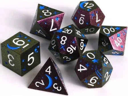 7pc Nightsky Iridescent Metal Dice