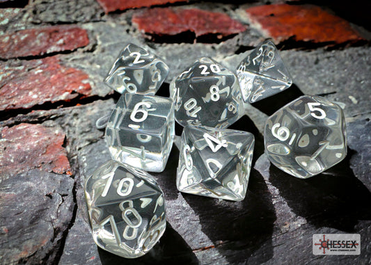 Translucent Clear/White Polyhedral 7-Dice Set