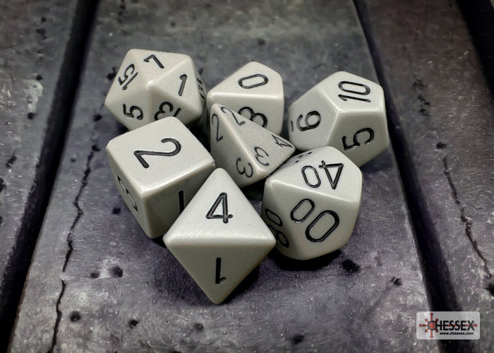 Opaque grey/black Polyhedral 7-Dice Set