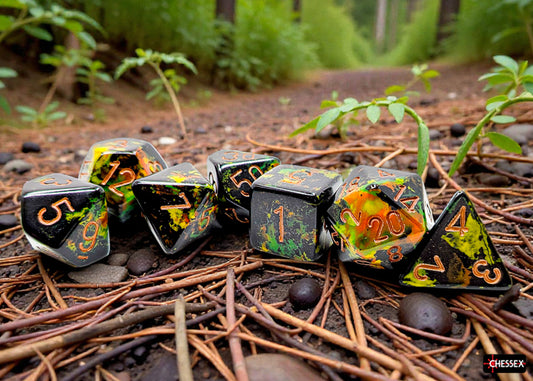 Brush Deep Forest/Gold Polyhedral 7-Die Set