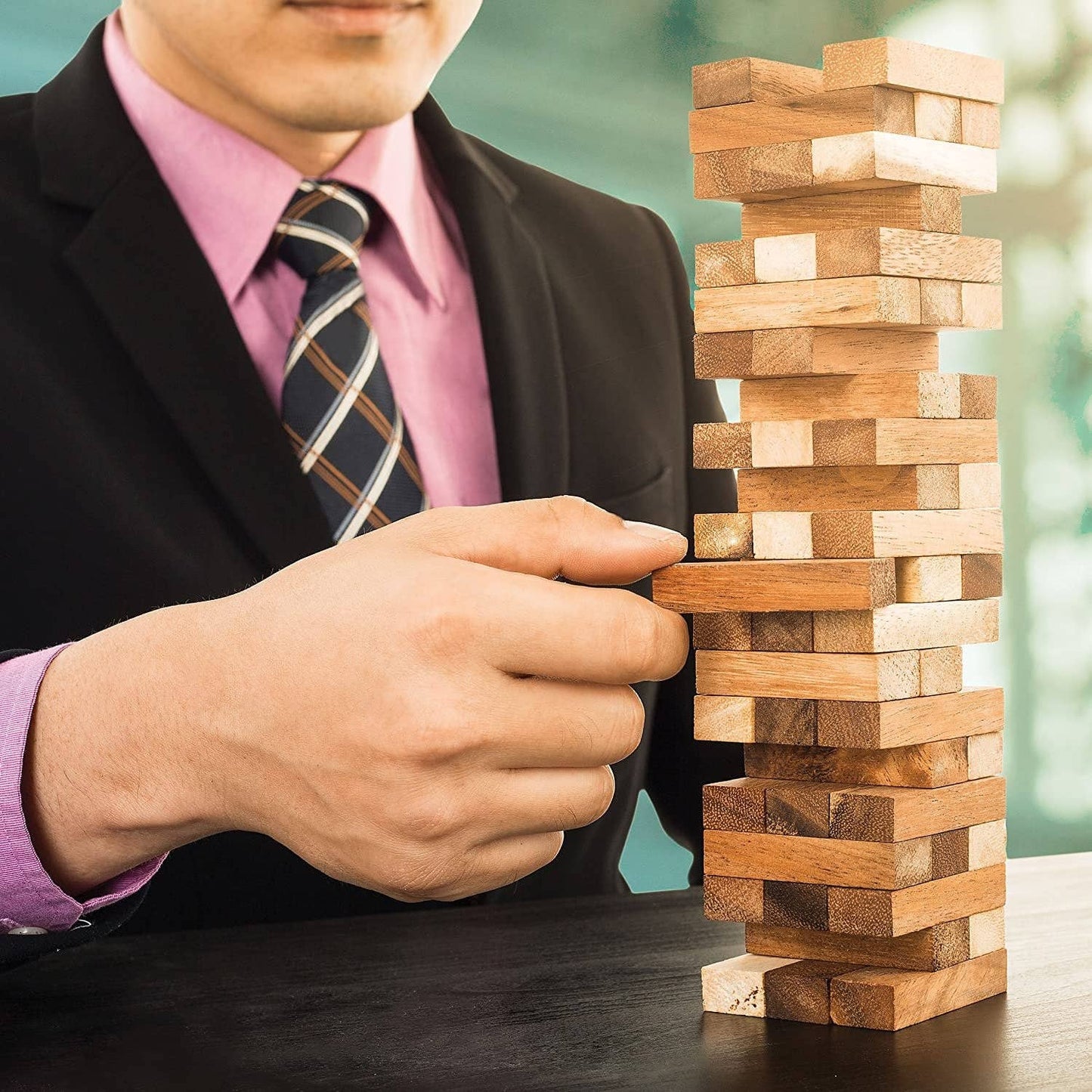Mini Wooden Blocks Stacking Tower Game - 5.5 inches