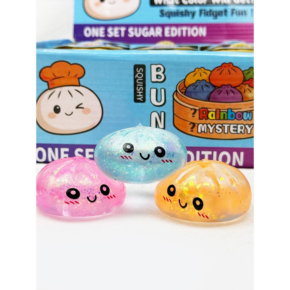 Mini Glitter Dumpling Squishy with Steamer