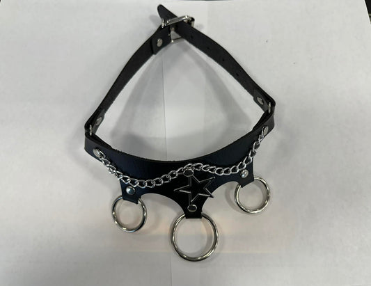 Harajuku Choker/Three rings and Star with chain