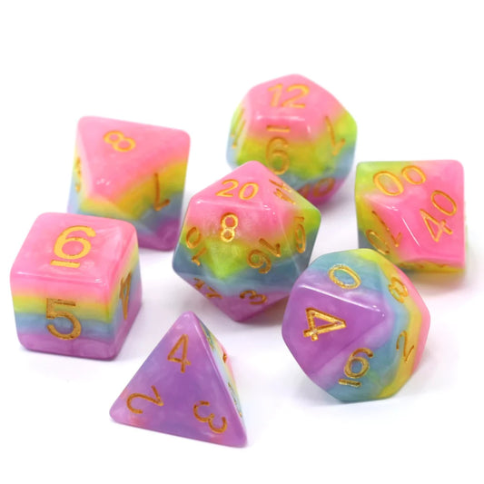 7pc Princess Unicorn Bubblegum Dice