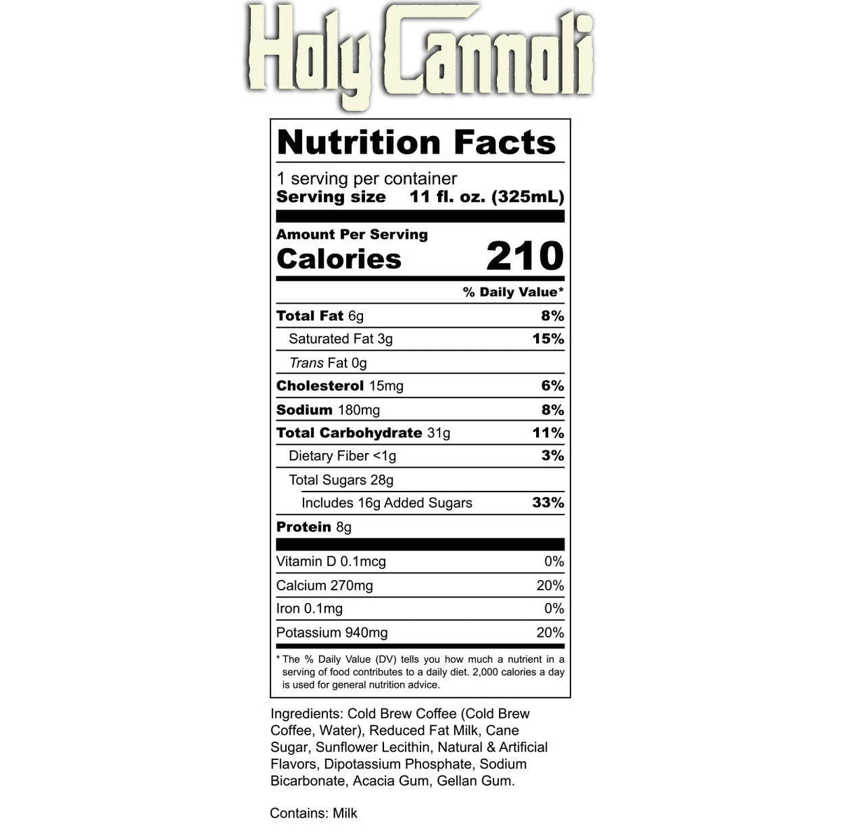 Holy Cannoli Cold Brew Latte | 12-Pack