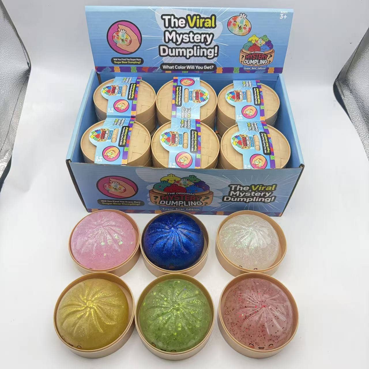 Glitter Dumpling Shape Squishy Stress Relief Toy with Steamer