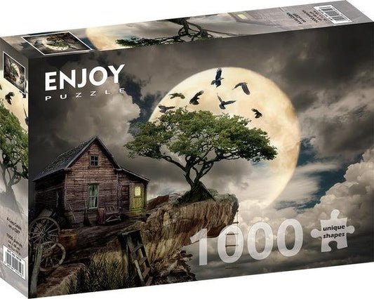 A Log Cabin on a Cliff - 1000 Piece Jigsaw Puzzle by Enjoy