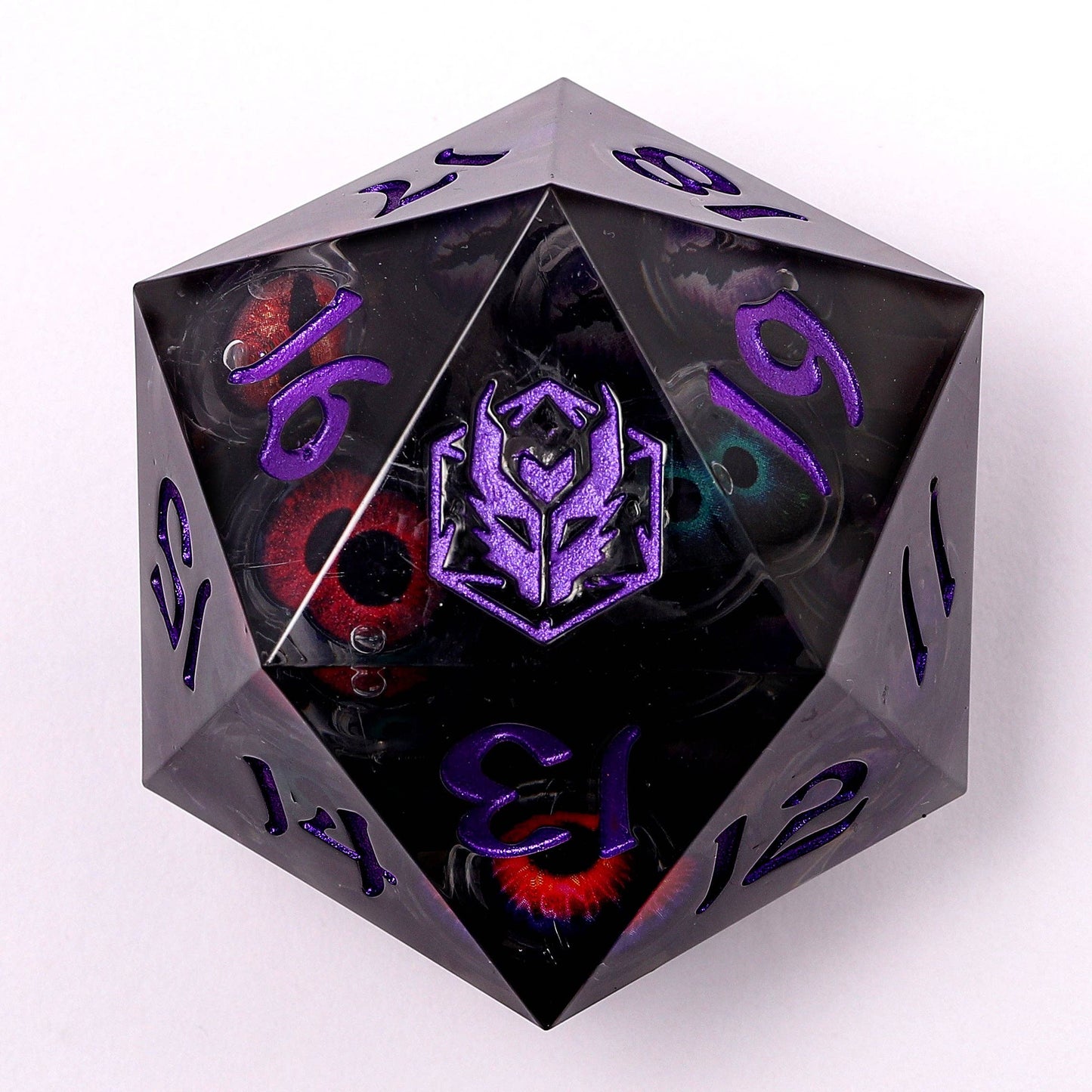 Sharp Edged Resin 55mm D20 - Dark Multi Eye Core