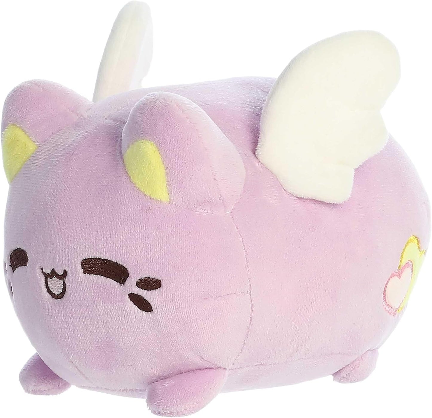 Aurora® Enchanting Tasty Peach® Candy Heart Meowchi Stuffed Animal - Bright & Colorful Design - Showpiece Plush - Lavender 7 Inches