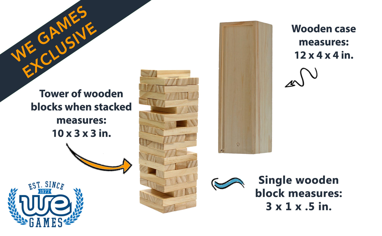 Wood Block Stacking Tower 12 Inch