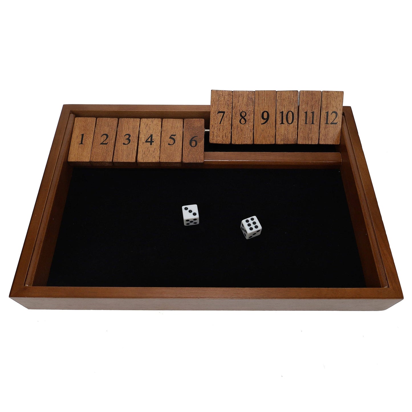 WE Games 12 Number Shut the Box Board Game, Walnut Stained Wood, 13.5 in.