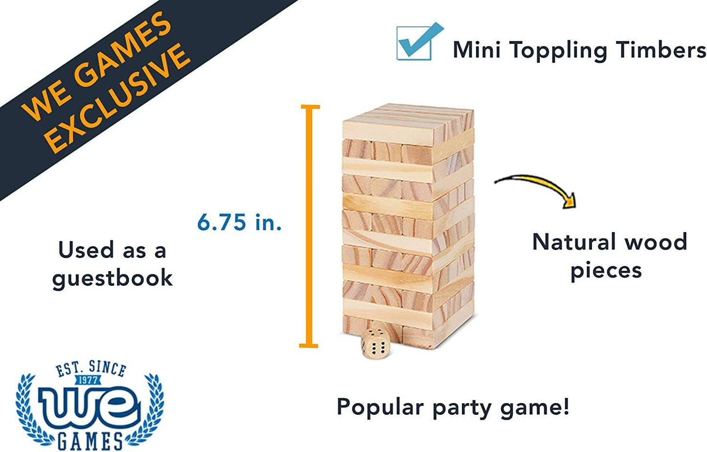 Mini Wooden Blocks Stacking Tower Game - 5.5 inches
