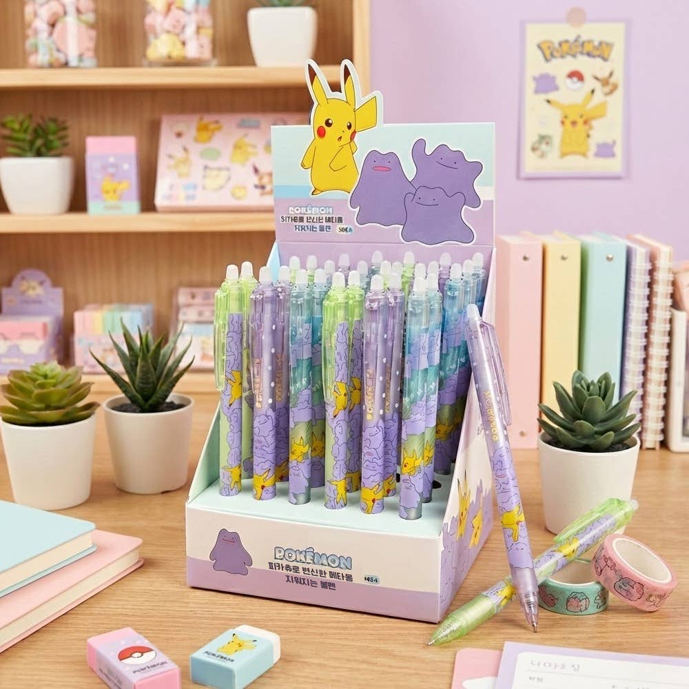Pokémon Erasable Gel Pen (Ditto & Pikachu Design)