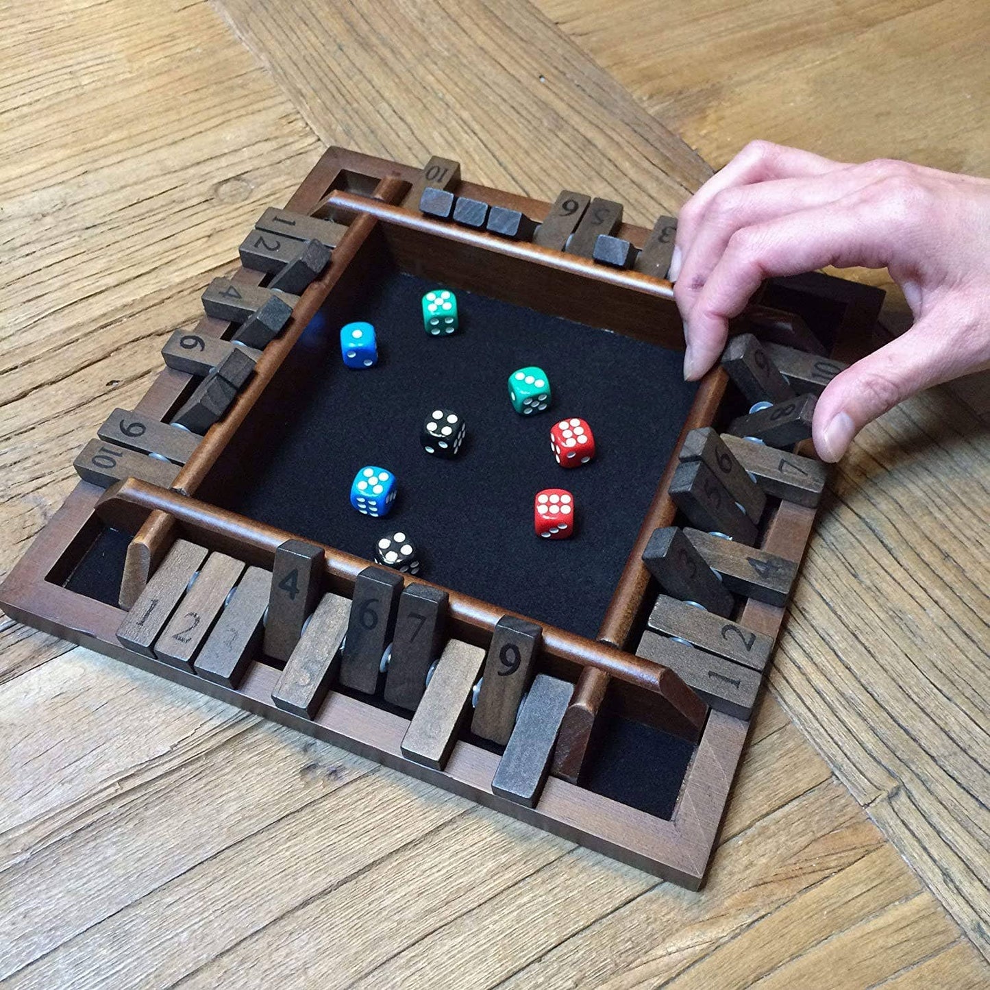 4 Player Shut The Box dice Game – 8 inches – Travel Size