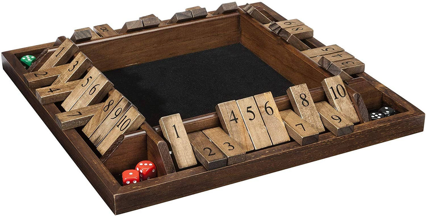 4 Player Shut The Box dice Game – 8 inches – Travel Size