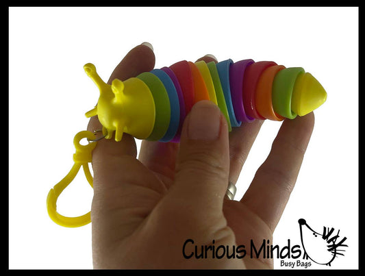 1 Small Fidget Slug on Clip Articulated Jointed Moving Slug