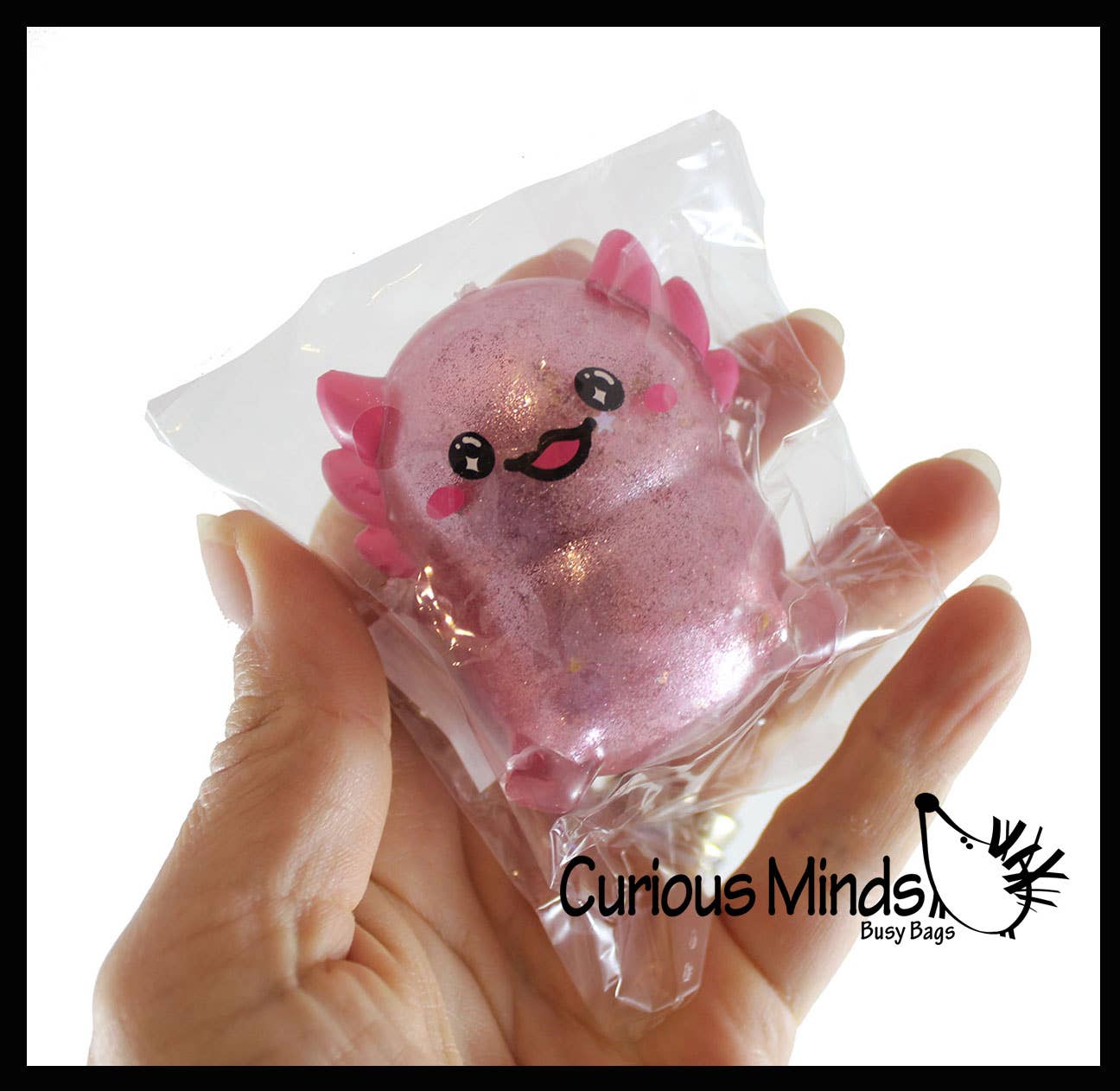 1 Axolotl Thick Metallic Gel Stress Ball - Sticky Fun Fidge