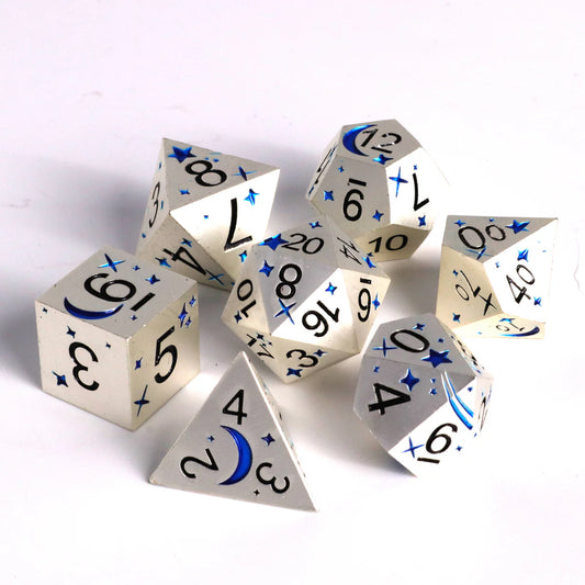 7pc Nightsky Blue Metal Dice