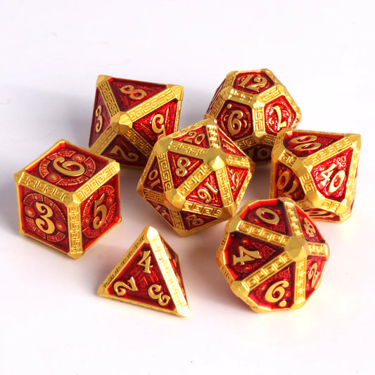 7pc Imperium Gold w/ Red Metal Dice