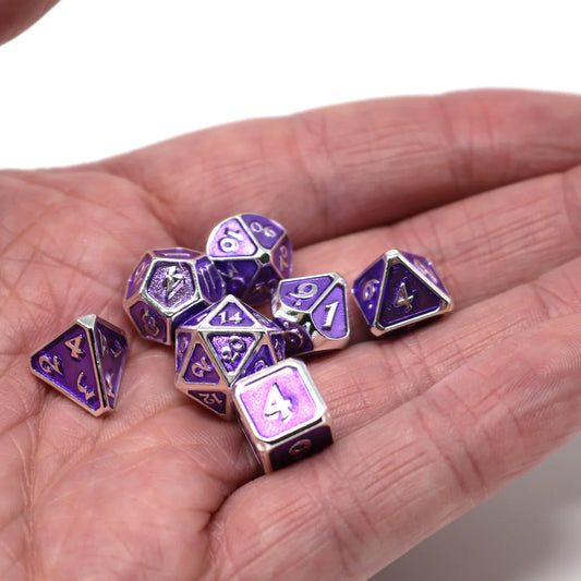 Critlings Metal 7pc Platinum Amethyst Dice