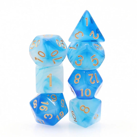 Blue Silk Translucent Dice Set