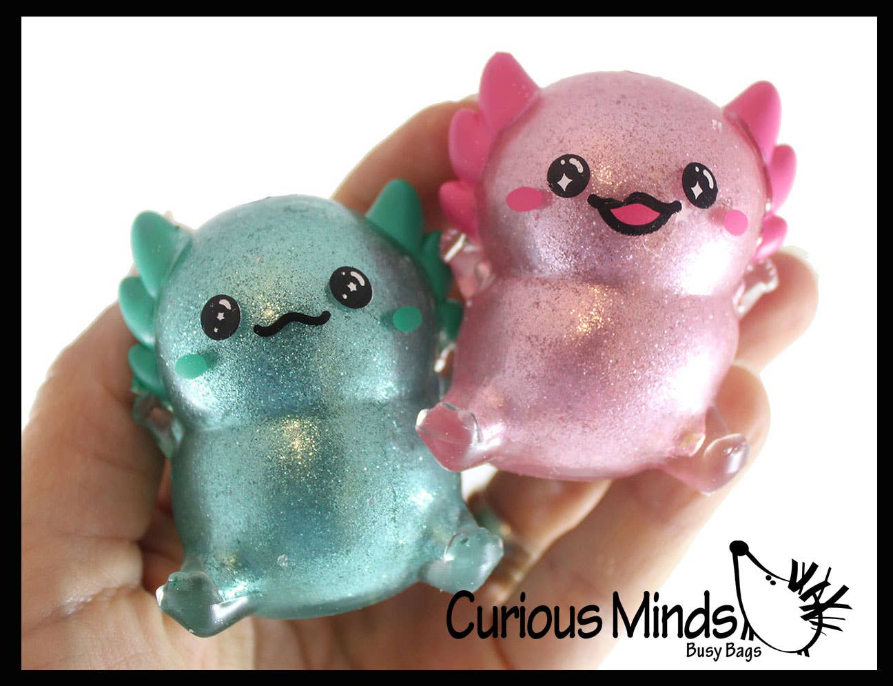 1 Axolotl Thick Metallic Gel Stress Ball - Sticky Fun Fidge