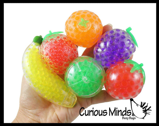 1 Fruit Water Bead Filled Squeeze Stress Balls  -  Sensory