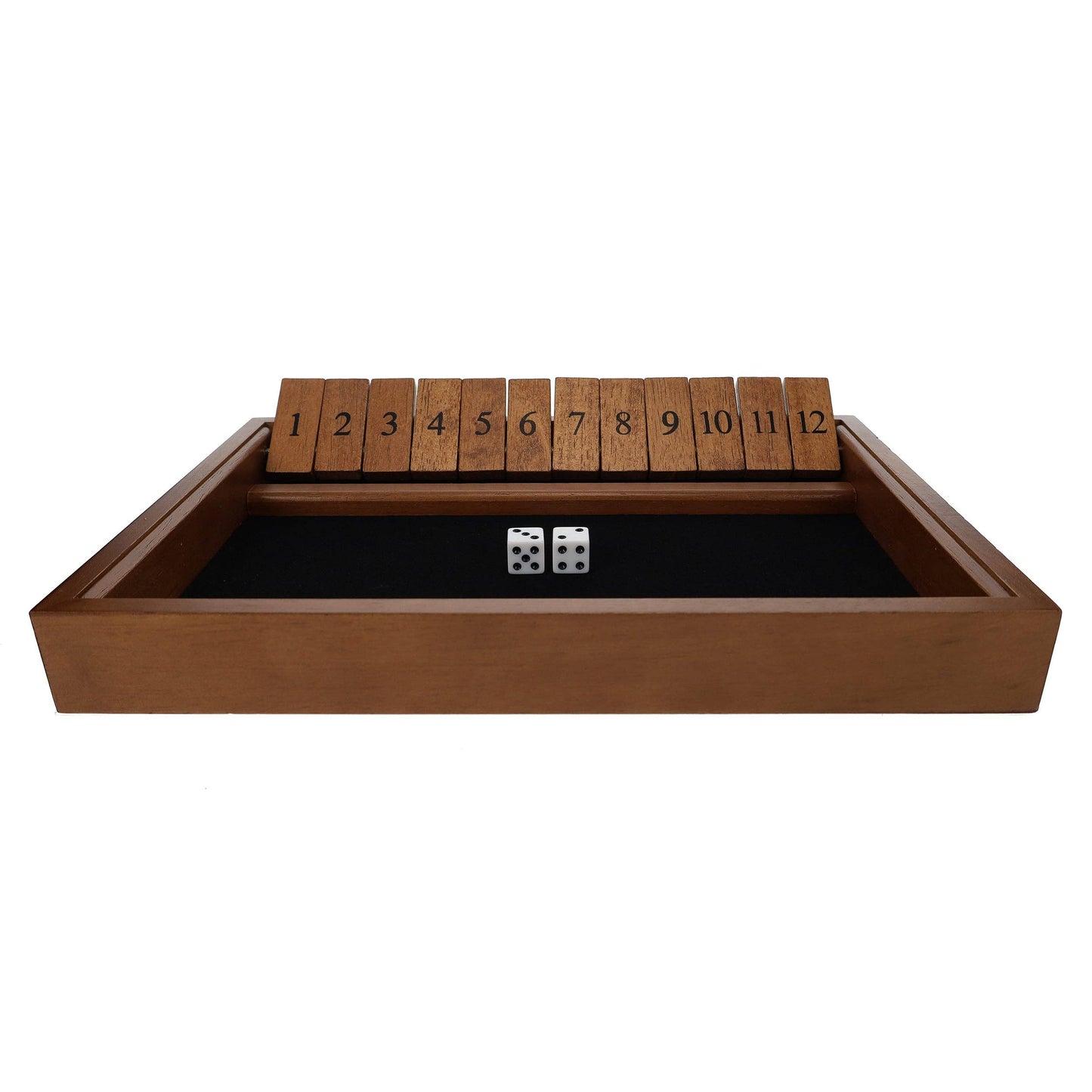 WE Games 12 Number Shut the Box Board Game, Walnut Stained Wood, 13.5 in.