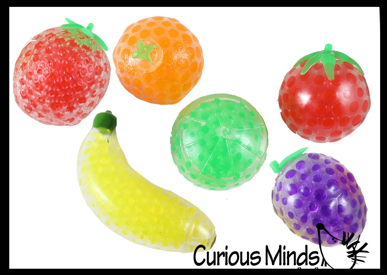 1 Fruit Water Bead Filled Squeeze Stress Balls  -  Sensory