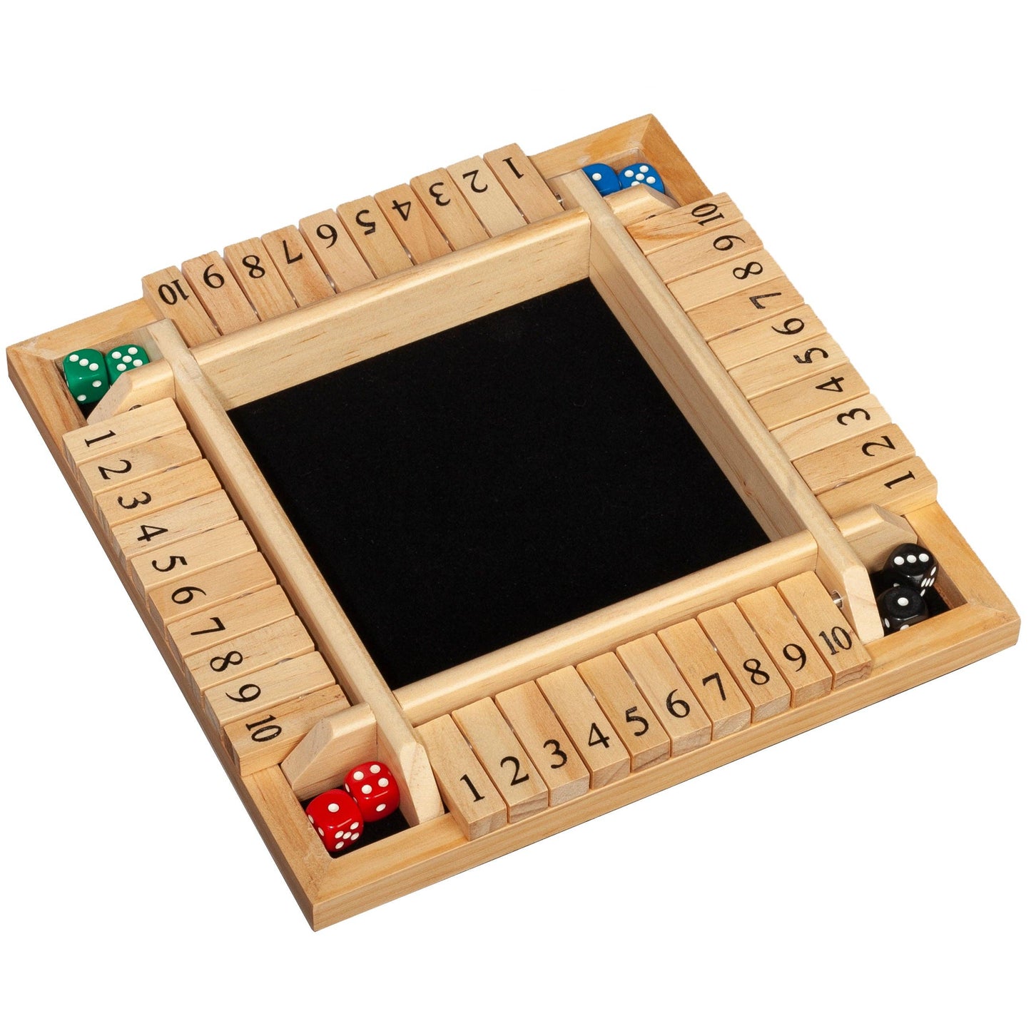 4 Player Shut The Box dice Game – 8 inches – Travel Size