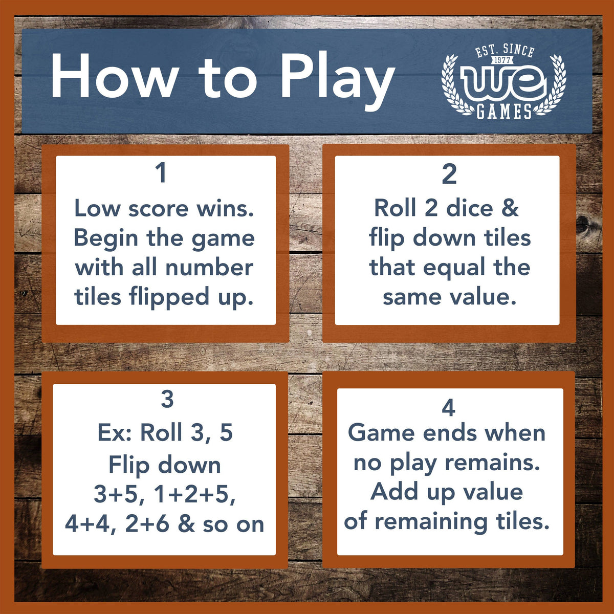 WE Games 4 Player Shut The Box Game  - 14 Inches