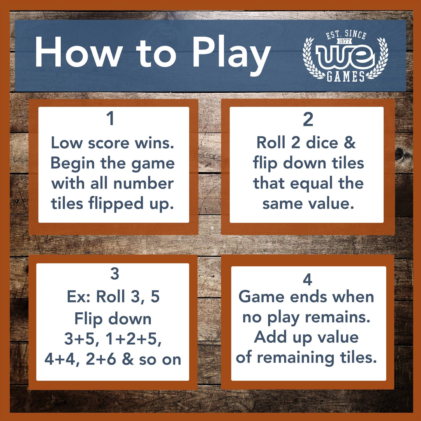 4 Player Shut The Box dice Game – 8 inches – Travel Size