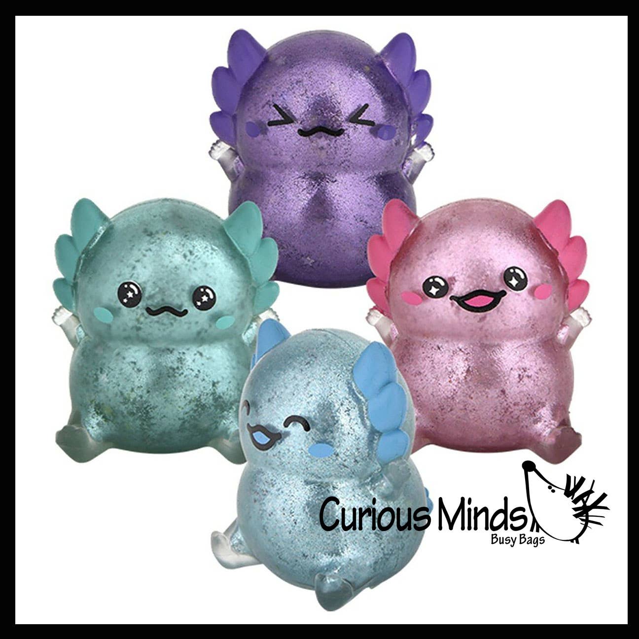 1 Axolotl Thick Metallic Gel Stress Ball - Sticky Fun Fidge