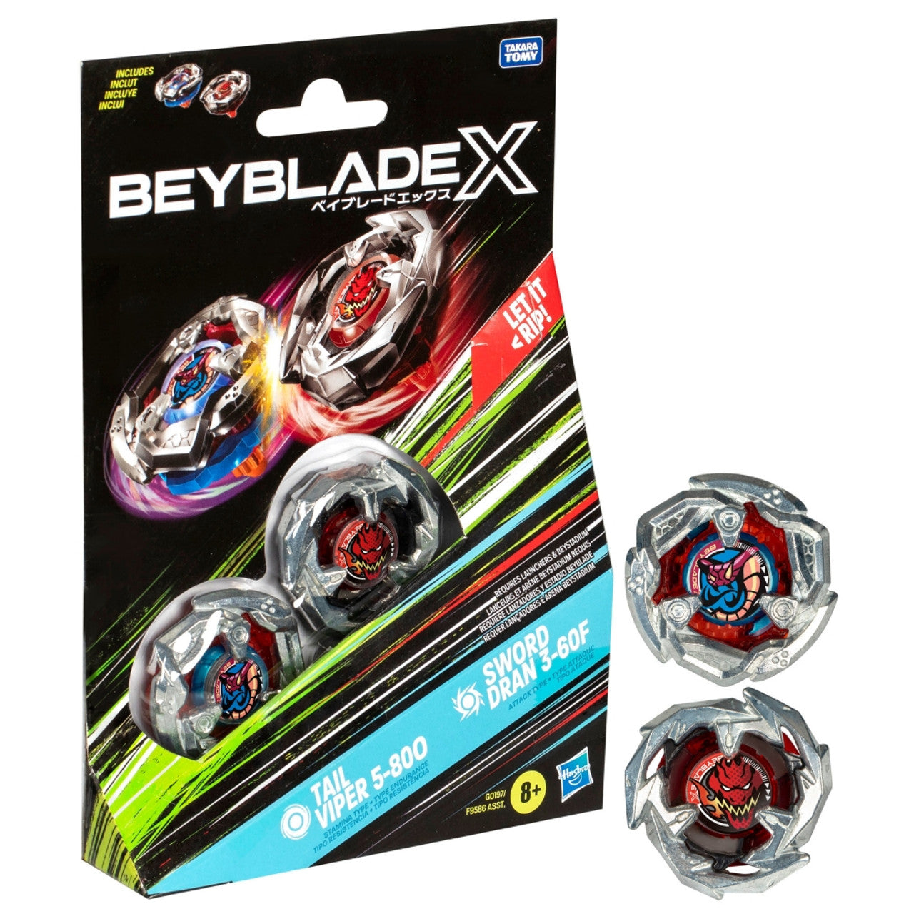 Beyblade X Tail Viper 5-80O & Sword Dran 3-60F