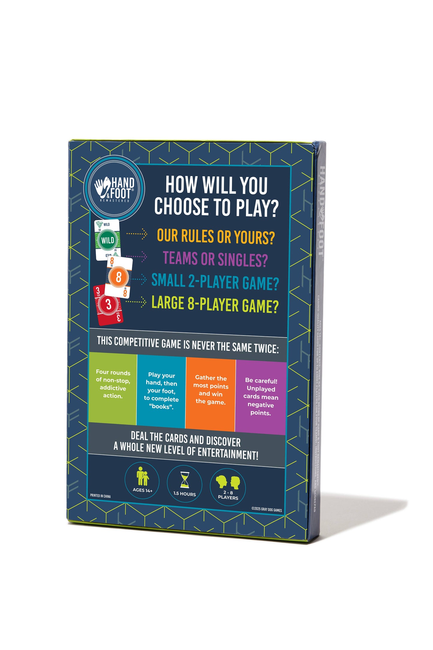 Hand & Foot Remastered Card Game 8 Players Large Print
